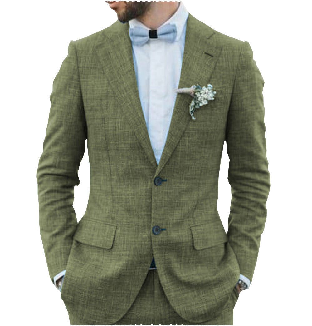 Olive Green Double Button Formal Blazer