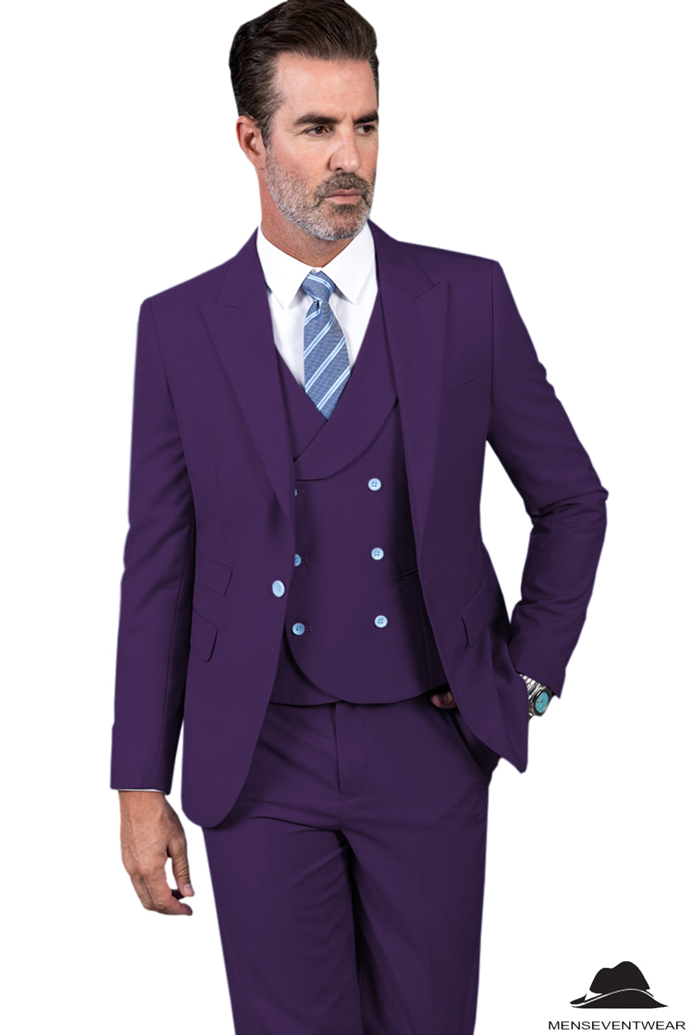 3 Piece Mens Suit Slim Fit Solid Peak lapel Suit (Blazer+Vest+Pants) mens event wear