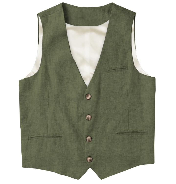 Causal Mens waistcoat Flat Linen V Neck Waistcoat For Wedding