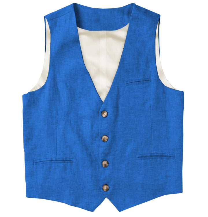 Causal Mens waistcoat Flat Linen V Neck Waistcoat For Wedding