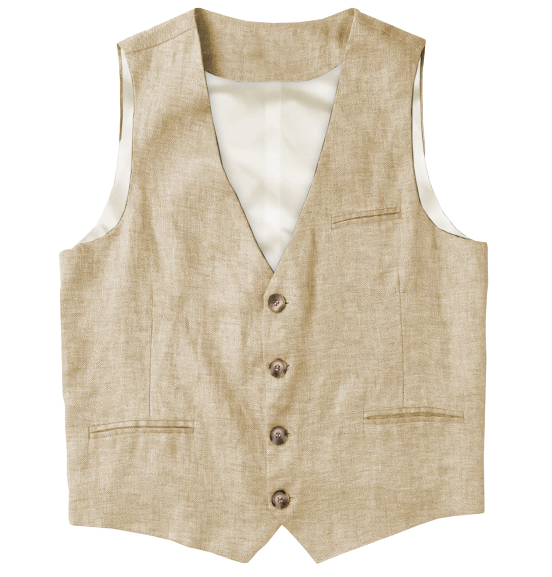 Causal Mens waistcoat Flat Linen V Neck Waistcoat For Wedding