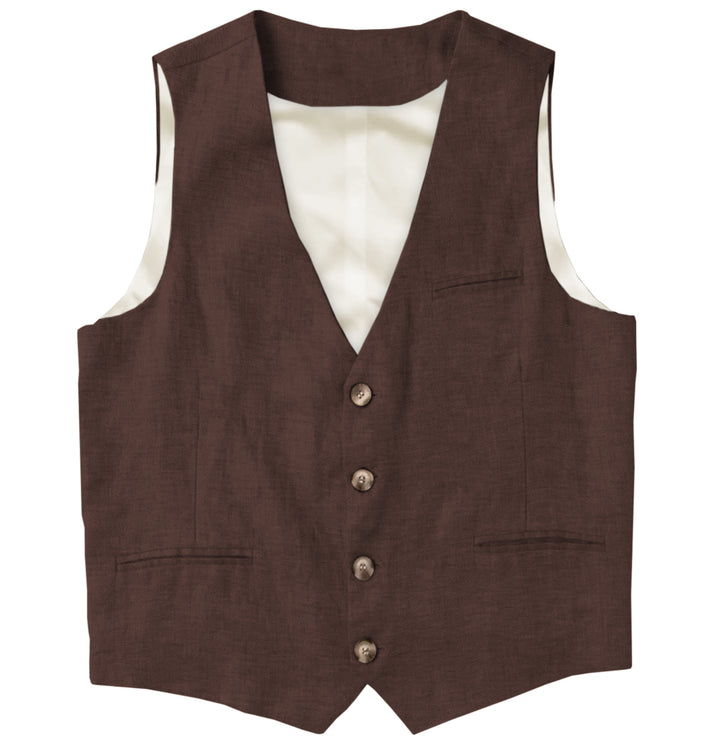 Causal Mens waistcoat Flat Linen V Neck Waistcoat For Wedding