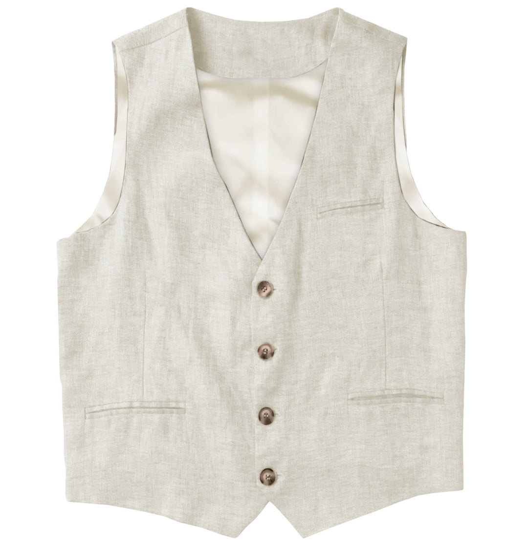 Causal Mens waistcoat Flat Linen V Neck Waistcoat For Wedding