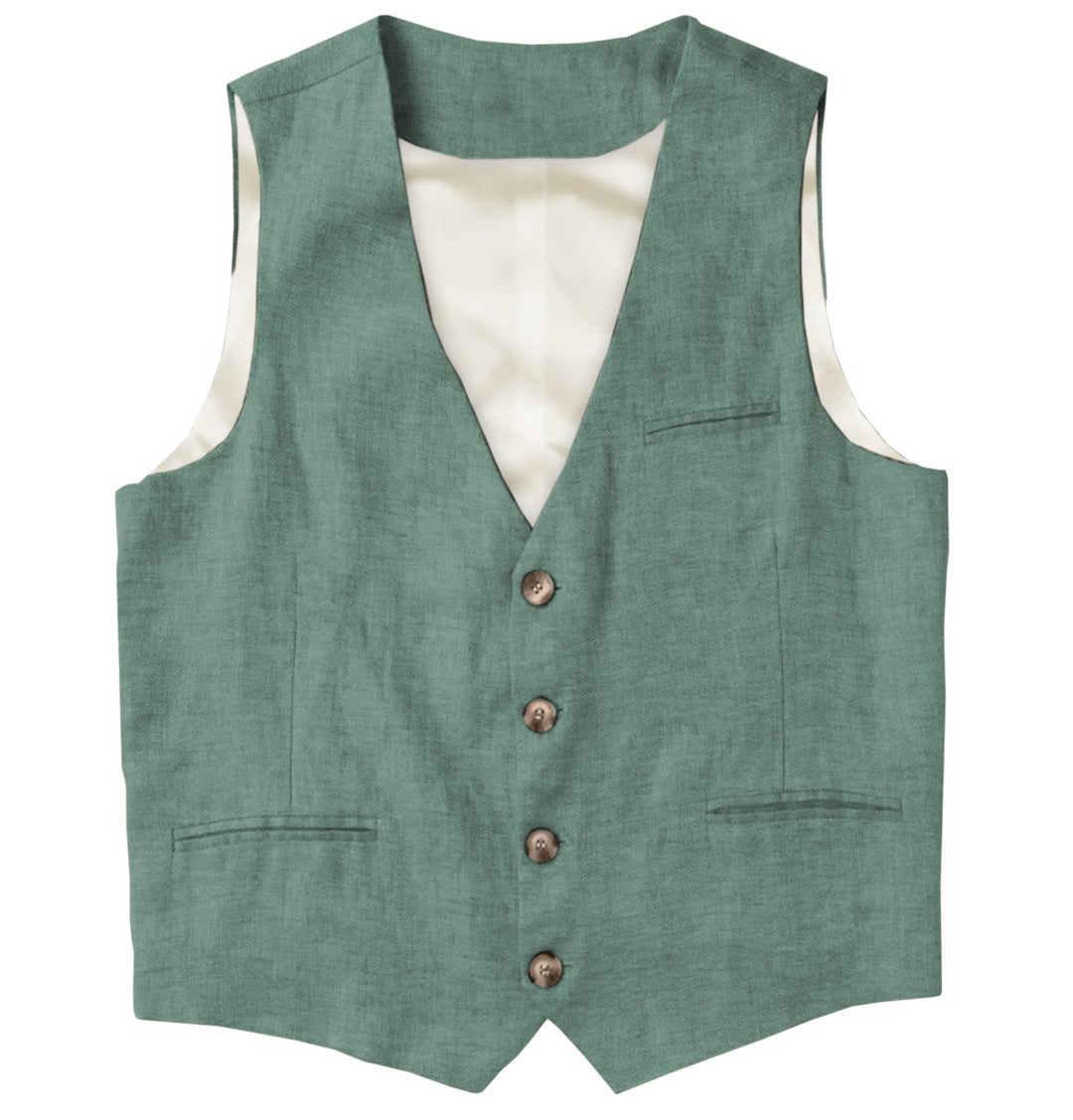 Causal Mens waistcoat Flat Linen V Neck Waistcoat For Wedding