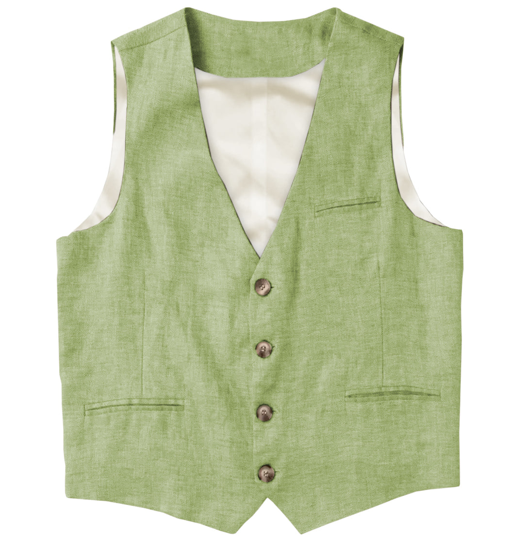 Causal Mens waistcoat Flat Linen V Neck Waistcoat For Wedding