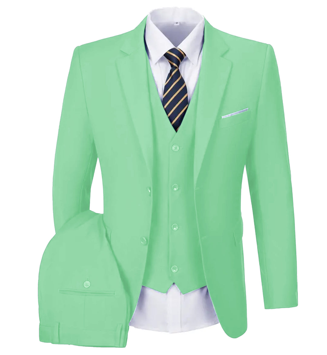 Casual Men's 3 Pieces Mens Suit Notch Lapel Flat Tuxedos (Blazer+vest+Pants) mens event wear