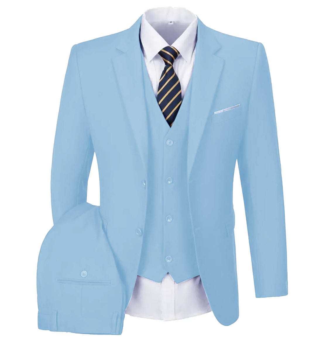 Casual Men's 3 Pieces Mens Suit Notch Lapel Flat Tuxedos (Blazer+vest+Pants) mens event wear