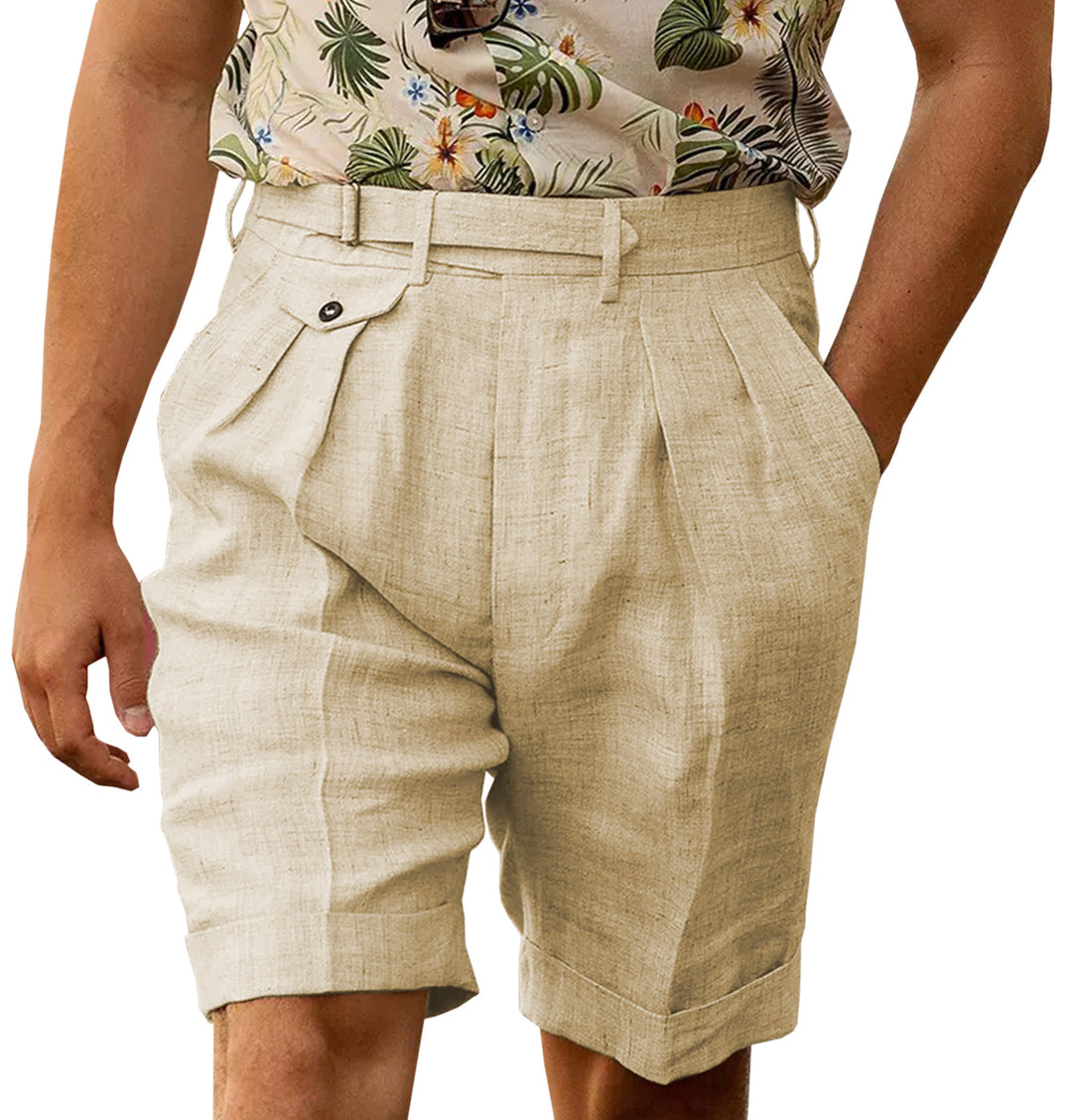 Casual Men's Short Pants Cotton Linen For Wedding mens event wear