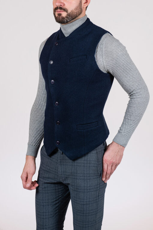 Casual Men's Slim Fit Tweed Stand Collar Waistcoat mens event wear