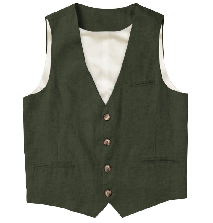 Causal Mens waistcoat Flat Linen V Neck Waistcoat For Wedding mens event wear