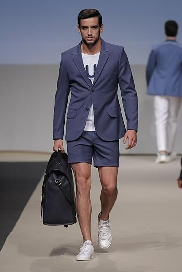 Fashion 2 Pieces Mens Suit Flat Notch Lapel Tuxedos For Wedding (Blazer+Shorts) mens event wear