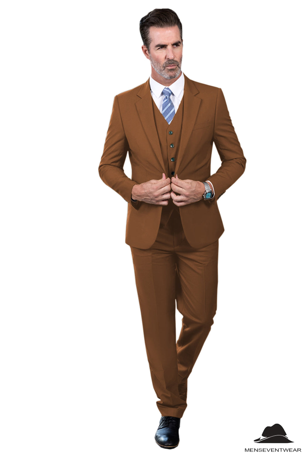 Blue plaid gingham button-down, tan pants, grey vest, brown toe cap shoes |  Grey vest, Tan pants, Mens vest
