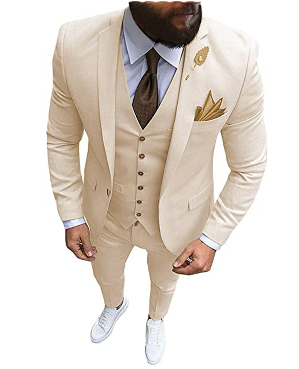 Fashion 3 Pieces Mens Suit Flat Notch Lapel Tuxedos (Blazer+vest+Pants) mens event wear