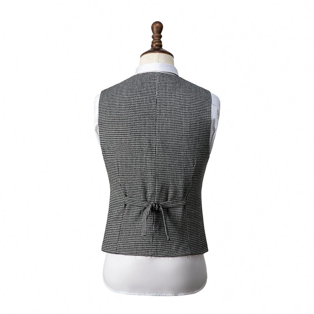 Fashion Men's Slim Fit Tweed Houndstooth Notch Lapel Waistcoat mens event wear