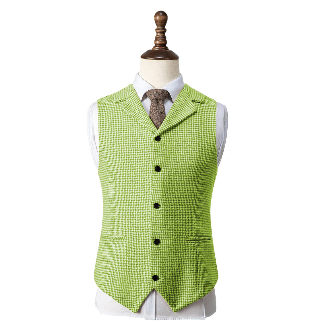 Fashion Men's Slim Fit Tweed Houndstooth Notch Lapel Waistcoat mens event wear