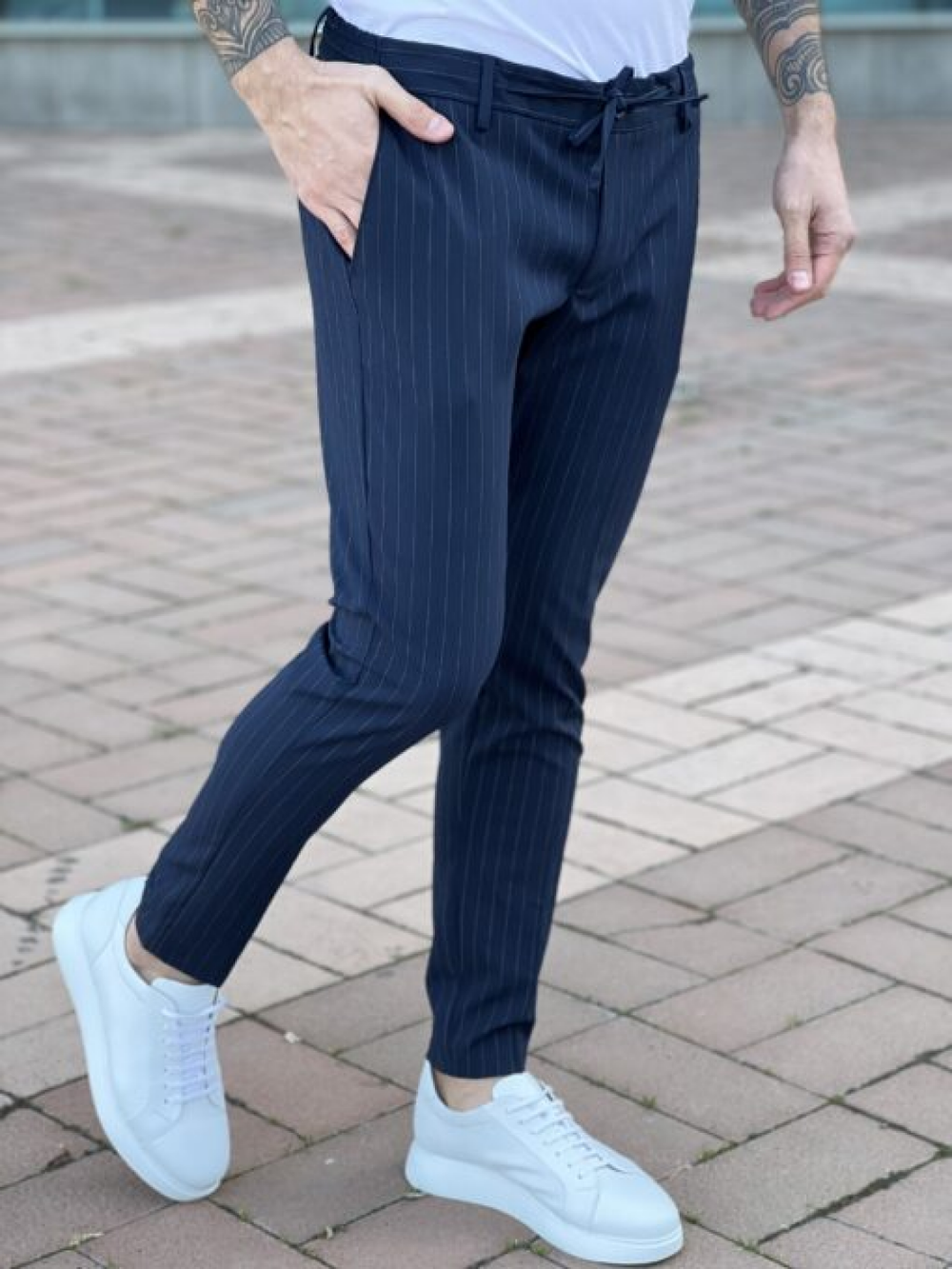 Fashion Men's Suit Pants Stripe Regular Fit Trousers mens event wear