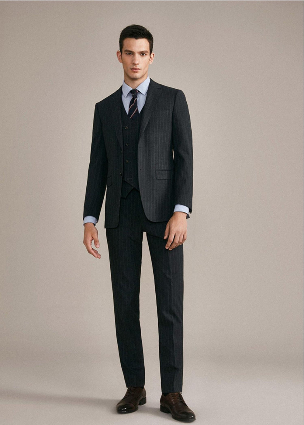 Formal Men's 2 Pieces Mens Suit Notch Lapel Striped Tuxedos (Blazer+Vest+Pants) mens event wear