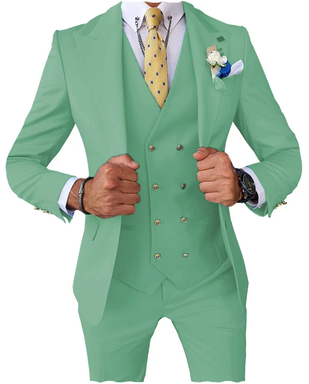 Lovee Tux Regular Men's Suits 2 Pieces Mint Green Double Breasted Tuxedo  Groom Suits for Wedding (Blazer+Pants)(34,Mint Green) at  Men's  Clothing store