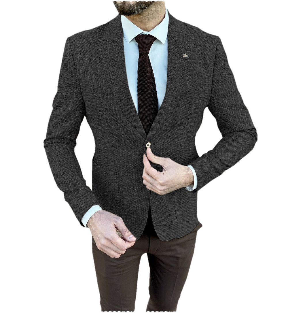 Formal Men's Classic Tweed Peak Lapel Blazer mens event wear