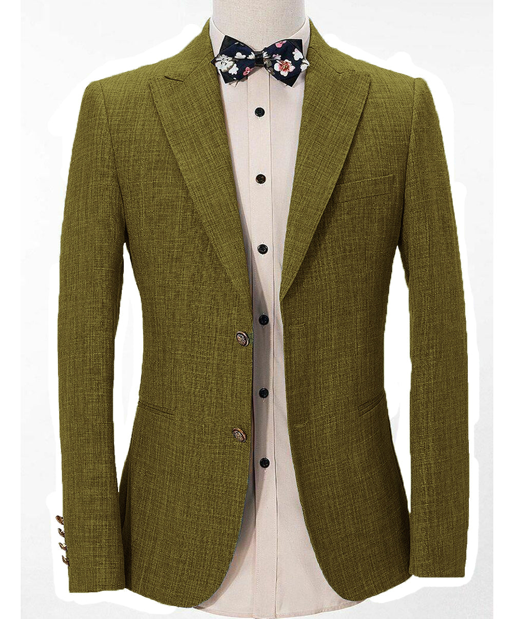 Formal Men's Regular Linen Peak Lapel Blazer for Weddings mens event wear