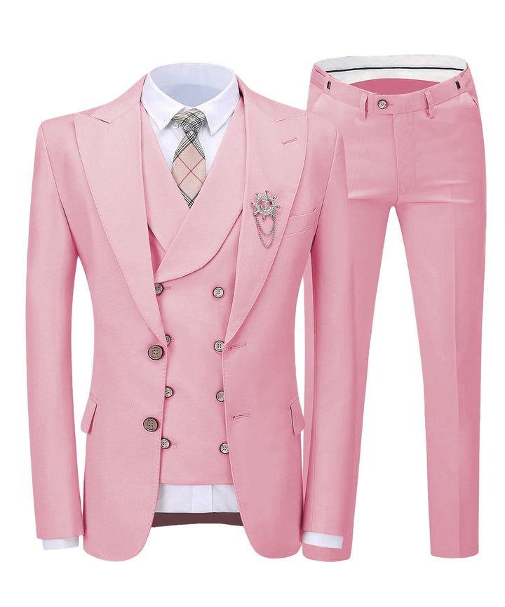 Formal Men's Suit 3-Pieces Peak Lapel Tuxedos (Blazer+vest+Pants) menseventwear