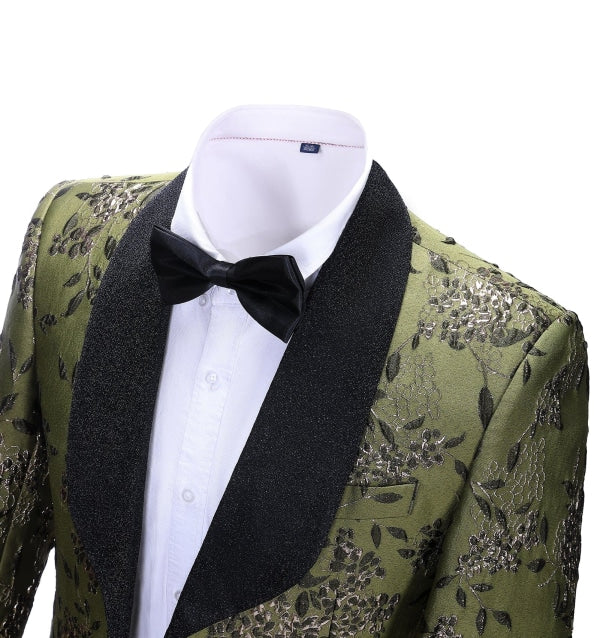 Men's Casual Patterned Shawl Lapel Blazer mens event wear