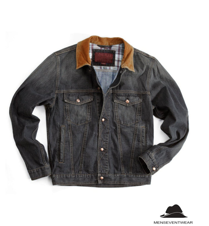 Men's Classic Lapel Blazer Casual Button-Down Denim Jacket mens event wear