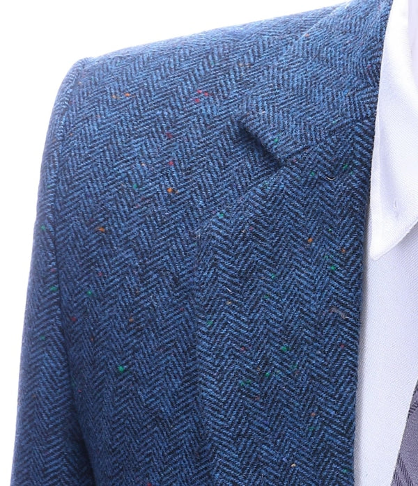 Blue herringbone hot sale tweed jacket