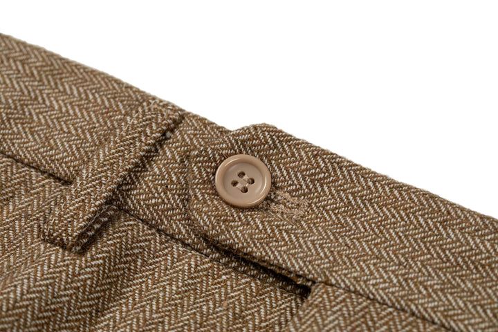 Men's Retro Suit Pants Herringbone Tweed Trousers menseventwear