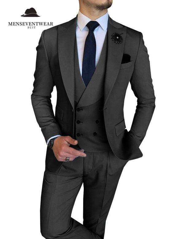Rdzding Mens Suits Blazer 3 Pieces Jacket Vest Pants Slim Fit Suit