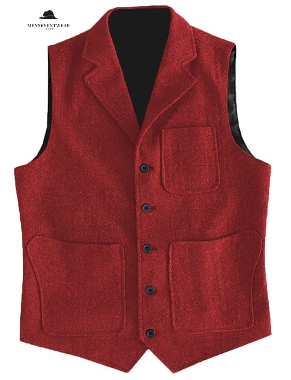 Mens tweed lapel waistcoat hotsell