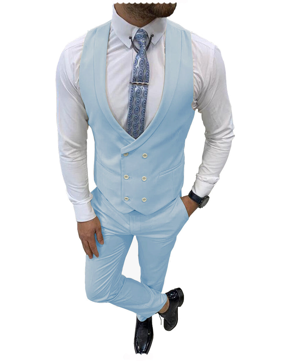 Double Breasted Formal 2 pieces Mens Suit For Wedding (Vest+Pants) mens event wear