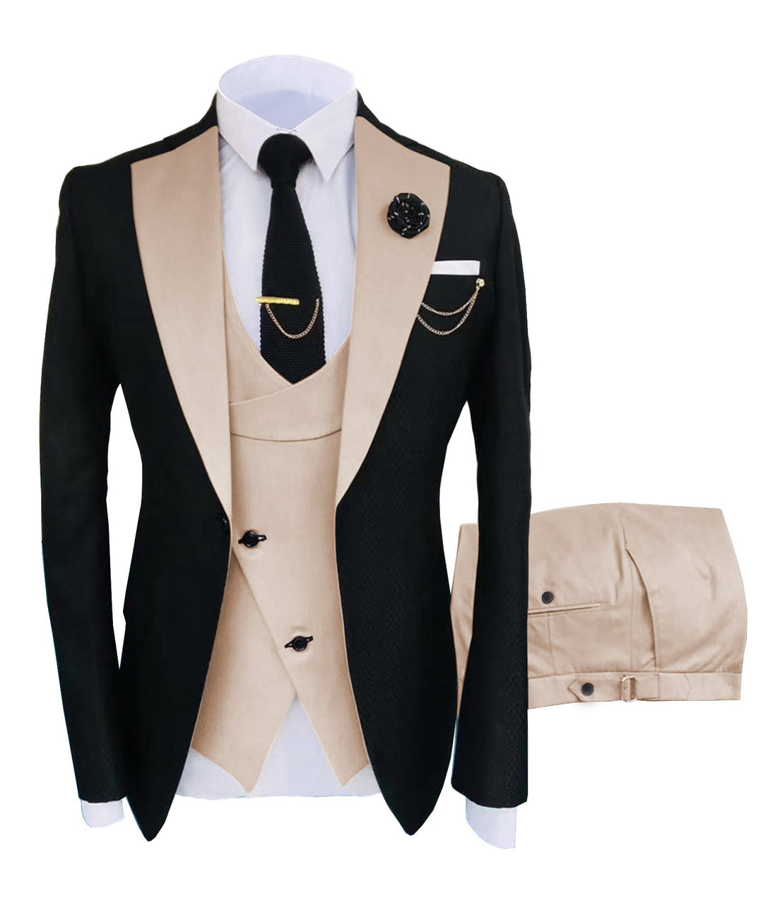 Men's Suits One Button Slim Fit 3-Piece Suit Business Formal Jacket Pants  Set