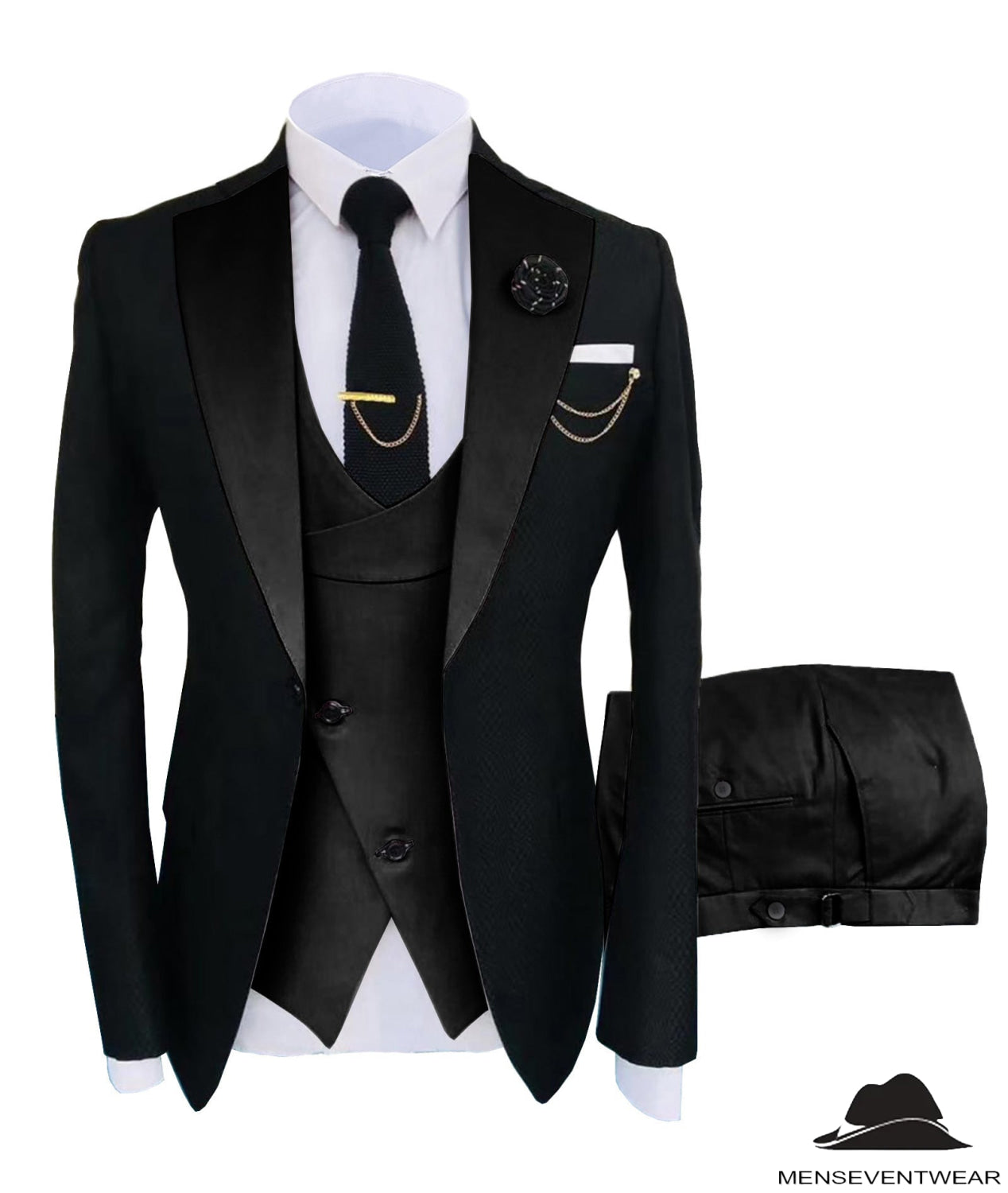 Formal Men's Suits Slim Fit 3 Pieces Notch Lapel Tuxedos (Blazer+Vest ...