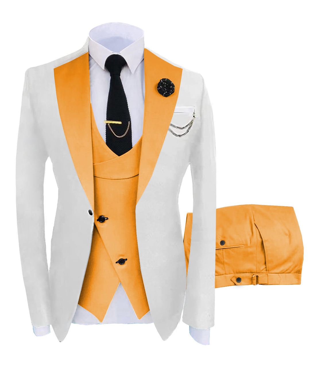 Formal Men's Suits Slim Fit 3 Pieces Notch Lapel Tuxedos (White Blazer –  mens event wear