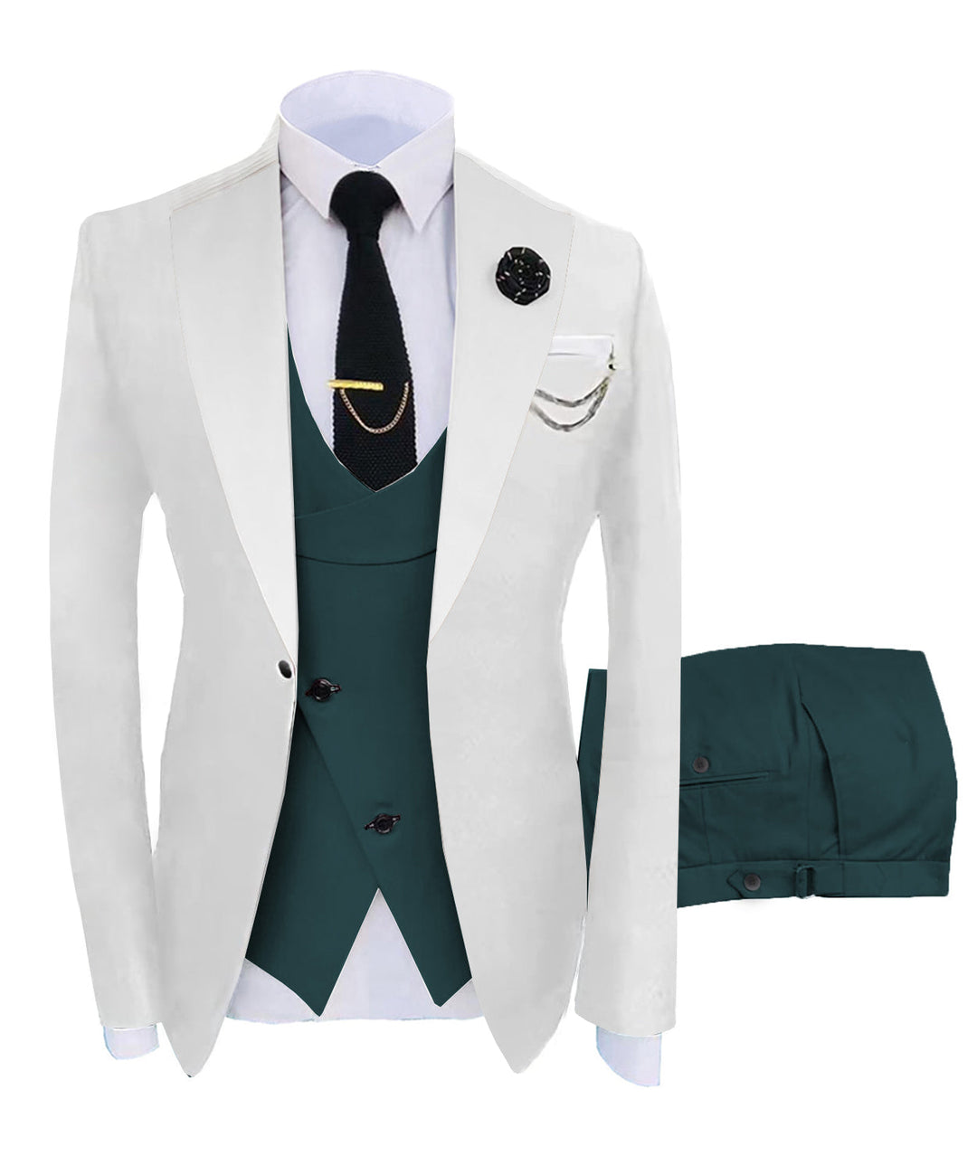Men's 3 Piece Suit Blazer Slim Fit Notched Lapel One Button Solid Business  Formal Blazer Jacket Vest Suit Pants Set 