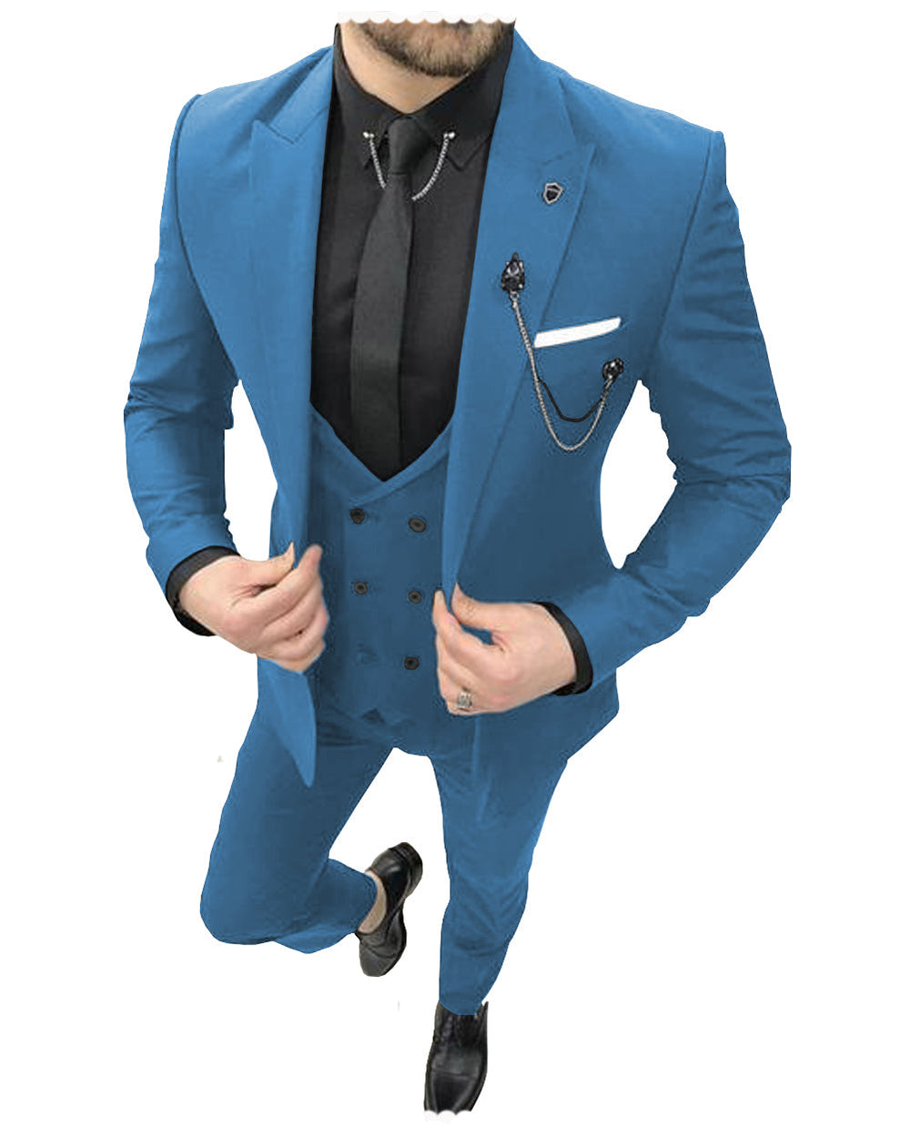 Formal Mens Suit 3 Pieces Peak Lapel Blazer For Wedding (Blazer+vest+Pants) mens event wear