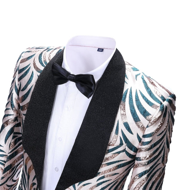 Men's Casual Tiger Patterned Peak Lapel Blazer mens event wear