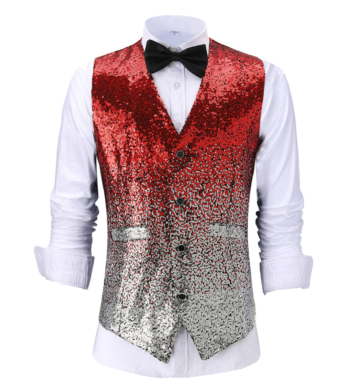 Men s Fashion Gradient Sequined Suit Vest V Neck Waistcoat mens event wear